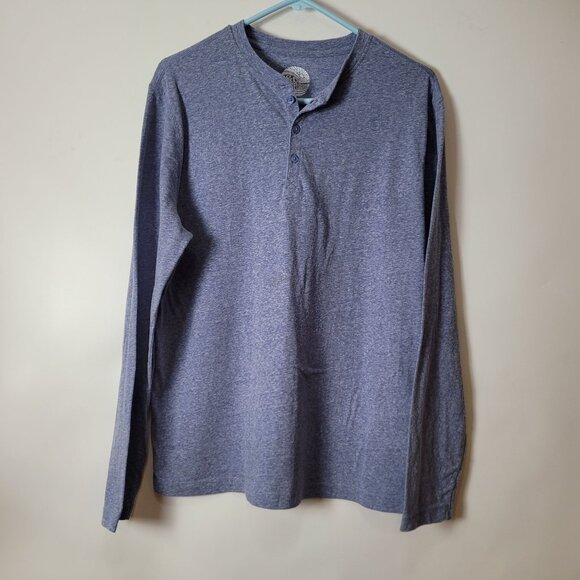 C&C California Mens Long-Sleeve Henley Shirt Blue Heather XL - Picture 1 of 6